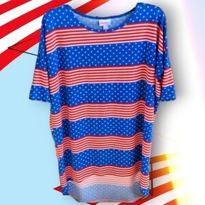 LuLaRoe Irma Tunic Shirt Size Small (8-10) Flag Design Patriotic